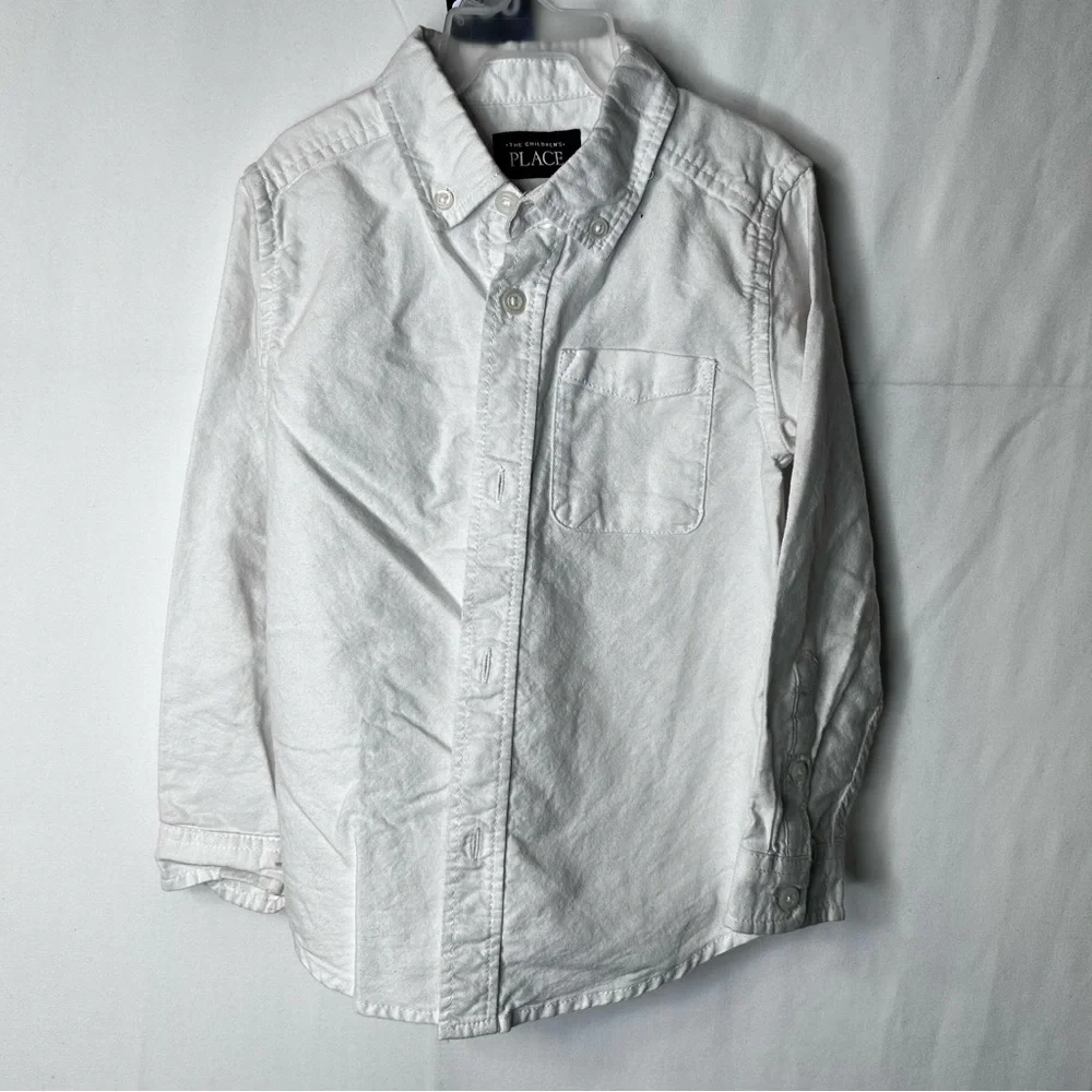 005 The Children's Place White Casual Button-Down Shirt Boys Toddlers Size 4T